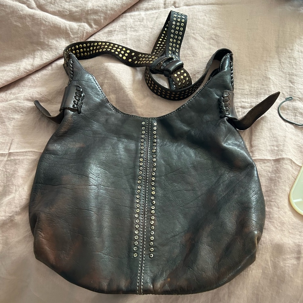 Frye brown Studded Leather Shoulder Bag